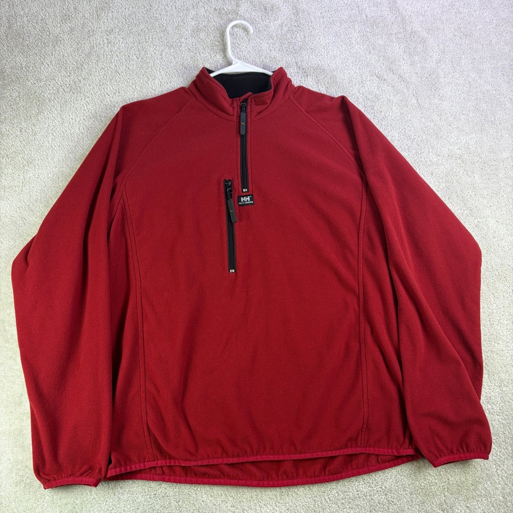 Helly Hansen Kingston Fleece Pullover Mens Large Red Quarter Zip 72042 Workwear